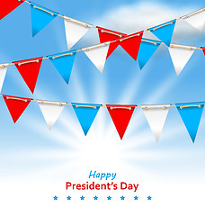 Image showing Bunting Flags in Patriotic Colors of USA for Happy Presidents Da
