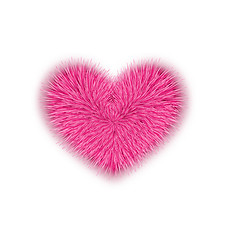 Image showing fur pink heart for Valentines Day isolated on white background