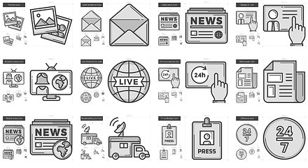 Image showing Journalism line icon set.