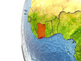 Image showing Ivory Coast on globe