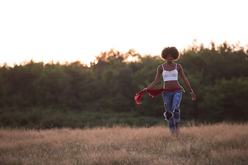 Image showing young black woman in nature