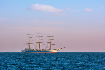 Image showing Sailing Ship without Sails in the Sea