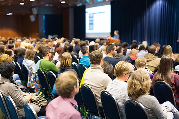 Image showing Audience in lecture hall participating at business event.