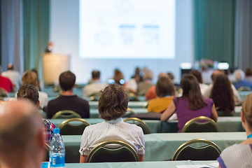 Image showing Audience in lecture hall participating at business conference.