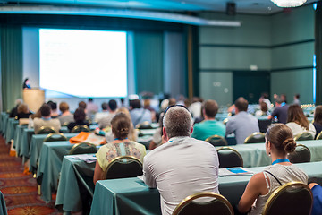 Image showing Audience in lecture hall participating at business conference.