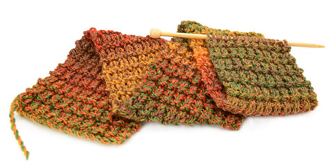 Image showing Knitting a scarf in fall colors