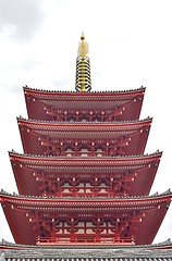 Image showing Five storied pagoda of Senso-ji in Tokyo, Japan