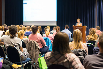 Image showing Audience in lecture hall participating at business event.