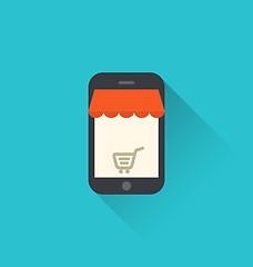 Image showing Online shopping on smartphone via modern communication technolog