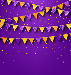 Image showing Halloween Party Background with Colored Bunting Pennants