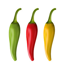 Image showing Set of Colorful Chili Peppers Isolated on White Background