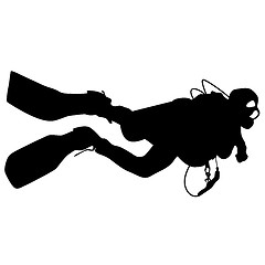 Image showing Black silhouette scuba divers. illustration.