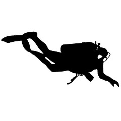 Image showing Black silhouette scuba divers. illustration.