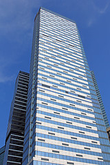 Image showing Modern buildings of glass and steel skyscrapers against the sky