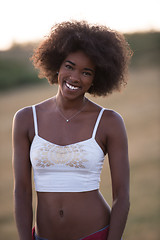 Image showing young black woman in nature