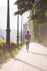 Image showing african american woman jogging in the city