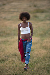 Image showing young black woman in nature