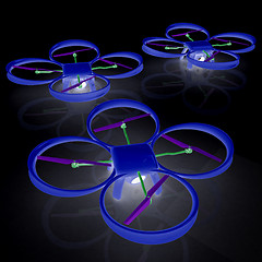 Image showing Drone, quadrocopter, with photo camera. 3d render