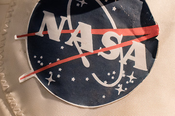 Image showing Closeup of an old NASA spacesuit