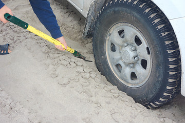 Image showing car in sand