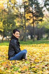 Image showing Woman in a Forest in the Autumn