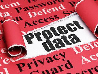 Image showing Safety concept: black text Protect Data under the piece of  torn paper