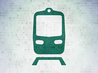 Image showing Tourism concept: Train on Digital Data Paper background