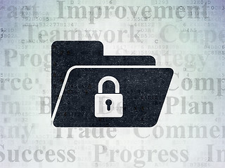 Image showing Business concept: Folder With Lock on Digital Data Paper background