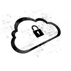 Image showing Cloud technology concept: Cloud With Padlock on Digital background