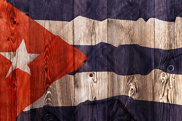 Image showing National flag of Cuba, wooden background