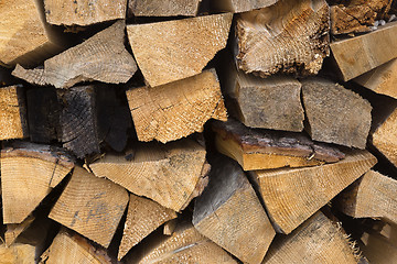 Image showing Wooden stacks, firewood