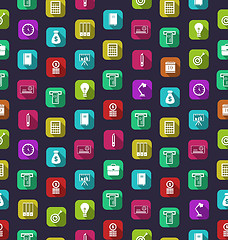 Image showing Seamless Texture with Business and Financial Colorful Icons