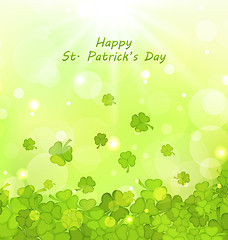 Image showing Glowing Background with Clovers for St. Patrick\'s Day