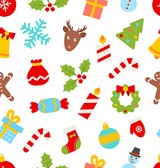 Image showing Seamless Pattern with Christmas Traditional Symbols