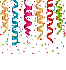 Image showing Multicolor curling streams and confetti for Carnival background