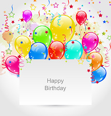 Image showing  Birthday Invitation with Multicolored Balloons and Confetti