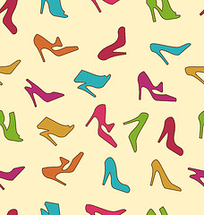 Image showing Seamless Texture with Colorful Women Footwear