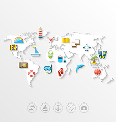 Image showing Map of World Travel Concept, Simple Colorful Flat Icons