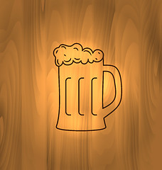 Image showing Mug Beer Foam Scorch Wooden Table