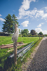 Image showing Garden lawn with a fence