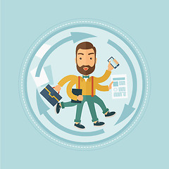 Image showing Man coping with multitasking vector illustration.