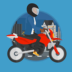 Image showing Woman riding motorcycle vector illustration.