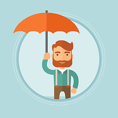 Image showing Businessman holding umbrella vector illustration.