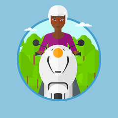 Image showing Woman riding scooter vector illustration.