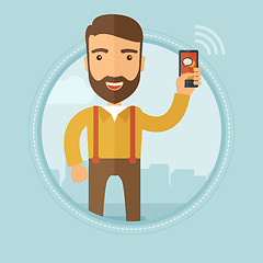 Image showing Businessman using smartphone vector illustration.