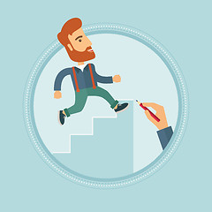 Image showing Businessman running upstairs vector illustration.