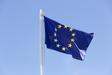 Image showing Flag of European Union on a flagpole