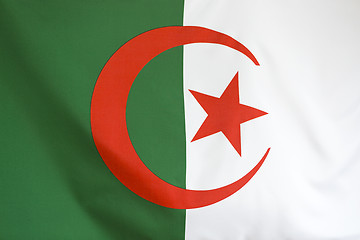 Image showing Closeup of textile Algeria flag