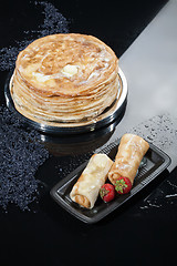 Image showing Pancakes On A Glass Background