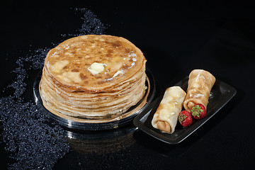 Image showing Pancakes On A Glass Background